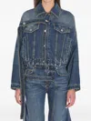 Jean Paul Gaultier Chest Strap Faded Denim Jacket In Blue