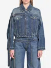Jean Paul Gaultier Chest Strap Faded Denim Jacket In Blue