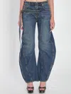 Jean Paul Gaultier Strap Jeans In Denim In Blue