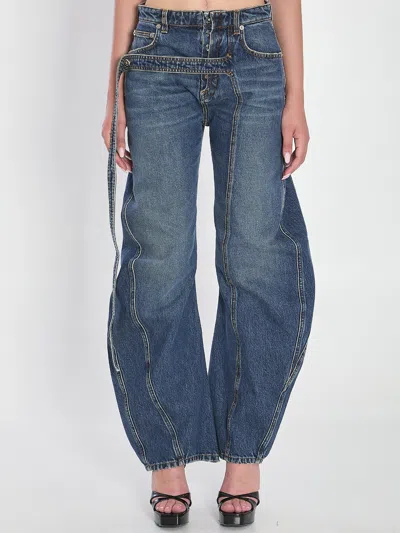 Jean Paul Gaultier Strap Jeans In Denim In Blue