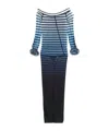 Jean Paul Gaultier Elegant Mesh Boat Neck Long Dress With 3d Collar And Cuff In Black