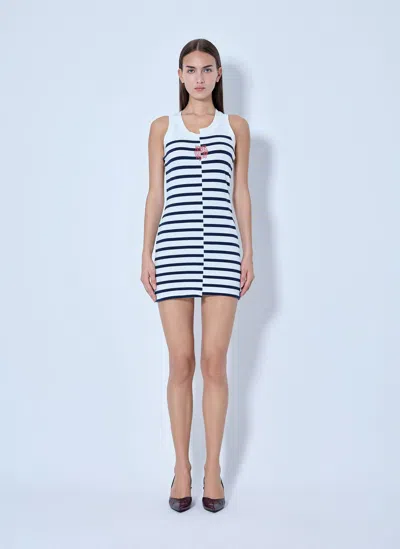 Jean Paul Gaultier Striped Cotton-blend Jersey Minidress In White