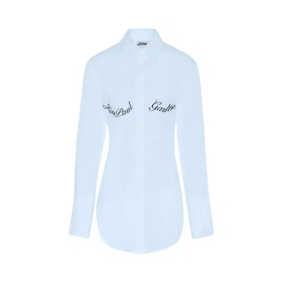 Pre-owned Jean Paul Gaultier Stretch Poplin Shirt 'baby Blue' | Women's Size L