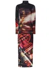 Jean Paul Gaultier Pigalle Long Dresse Woman Black In Velvet In Multicolor