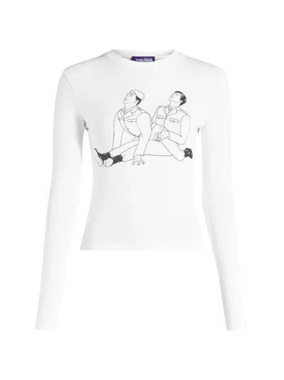 Jean Paul Gaultier Kamasutra Langarmshirt Aus Baumwollstretch-jersey Mit Print In White