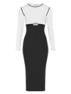 Jean Paul Gaultier Striking Black And White Color-block Midi Dress In Black