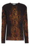 Jean Paul Gaultier Stripe Long Sleeve Mesh Top In Multi