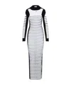 Jean Paul Gaultier Mix Mesh And Knit Long Sleeves Dress Printed Mariniere In White