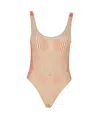 Jean Paul Gaultier Pinstripe Body Morphing Woman Coral In Nude