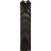 Jean Paul Gaultier Stripe Semisheer Cowl Neck Sleeveless Dress In Black