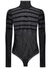 Jean Paul Gaultier Drapped Mesh Body With Flock Gaultier And Mariniere In Black