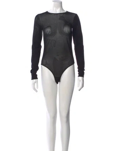 Pre-owned Jean Paul Gaultier Striped Crew Neck Bodysuit In Gray