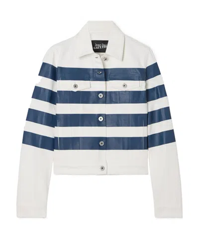 Jean Paul Gaultier Striped Denim Jacket In White