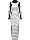 Jean Paul Gaultier Mix Mesh And Knit Long Sleeves Dress Printed Mariniere In White