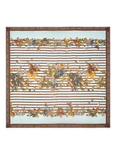 Jean Paul Gaultier Striped Floral Scarf In Multi