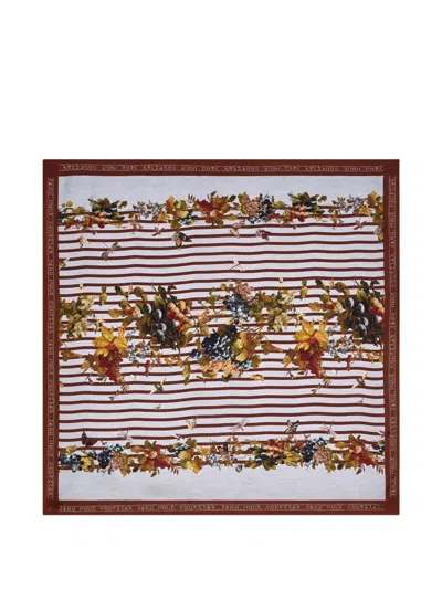 Jean Paul Gaultier Striped Floral Scarf In Multi