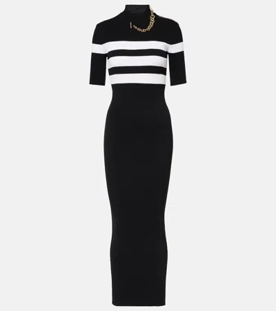 JEAN PAUL GAULTIER STRIPED JERSEY MAXI DRESS