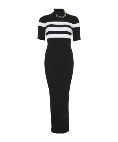 Jean Paul Gaultier Striped Knit Dress In Black