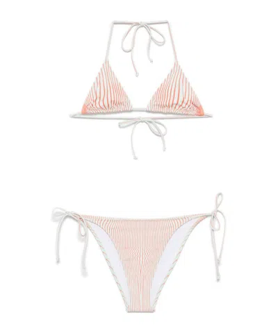 Jean Paul Gaultier Bikini Set Stampa "pinstripe Body Morphing" In Multi
