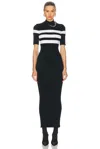 Jean Paul Gaultier Chain-embellished Striped Ribbed-knit Maxi Dress In Black & White