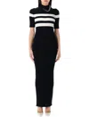 Jean Paul Gaultier Striped Knit Short Sleeve Dress In Black