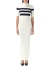 Jean Paul Gaultier Knitted Stripe Short Sleeve Dress In White