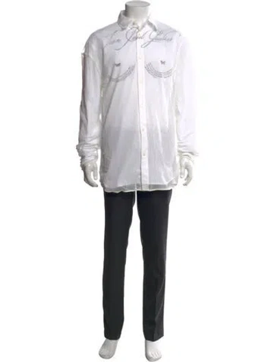 Pre-owned Jean Paul Gaultier Striped Long Sleeve Dress Shirt In White