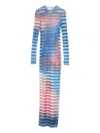 Jean Paul Gaultier Mesh Striped Bodycon Maxi Dress