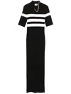 Jean Paul Gaultier Chain-embellished Striped Ribbed-knit Maxi Dress In Black