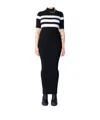 Jean Paul Gaultier Chain-embellished Striped Ribbed-knit Maxi Dress In Black