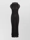 Jean Paul Gaultier Nylon Long Dress With Viscose Mariniere Stripes In Black