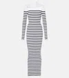 Jean Paul Gaultier High Neck Striped Dress In White