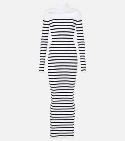 Jean Paul Gaultier Striped Maxi Dress In 0159-white/navy