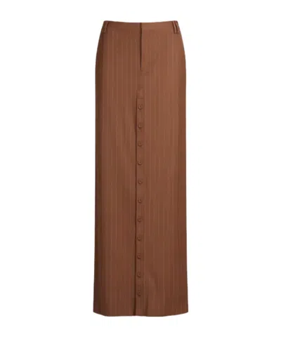 Jean Paul Gaultier Striped Maxi Skirt In Brown