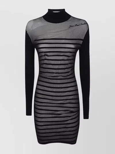 JEAN PAUL GAULTIER STRIPED MESH LAYER SHORT DRESS