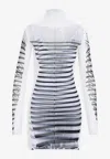 Jean Paul Gaultier Double Layer Mini Dress With Marinière Print In White