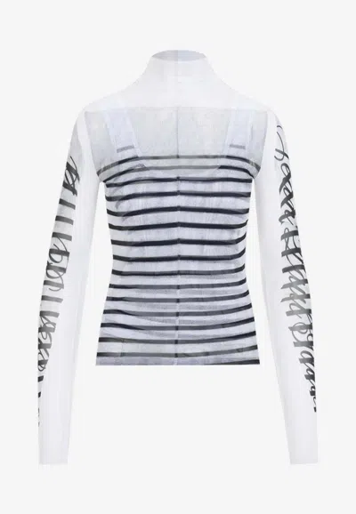 JEAN PAUL GAULTIER STRIPED MESH MARINIERE TOP
