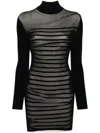 Jean Paul Gaultier Striped Mini Dress In Two In Blue