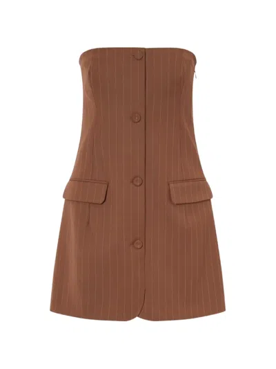 Jean Paul Gaultier Strapless Virgin Wool-blend Mini Dress In Brown