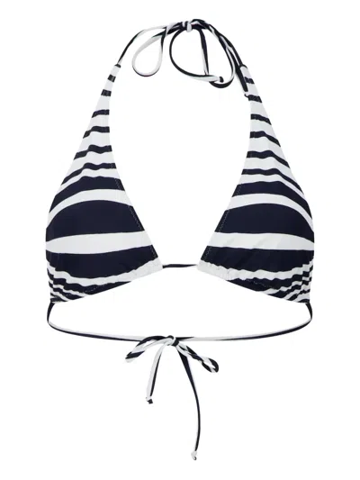 Jean Paul Gaultier Striped Morphing Bikini Top In Blue