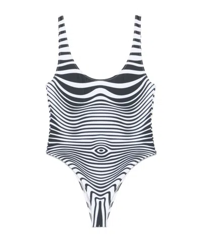 Jean Paul Gaultier Costume Con Stampa "mariniere Body Morphing" In White/black