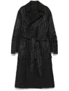 Jean Paul Gaultier Striped Padded Coat In Black