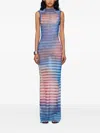 Jean Paul Gaultier Striped-pattern Maxi Dress In Blue