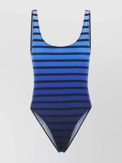 Jean Paul Gaultier Striped Pattern Scoop Neckline Swimsuit In Multi
