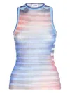 Jean Paul Gaultier Sleeveless Round Neck Striped Sheer Top In Blue