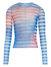 Jean Paul Gaultier Air Print Mesh Long Sleeve Shirt In Multi