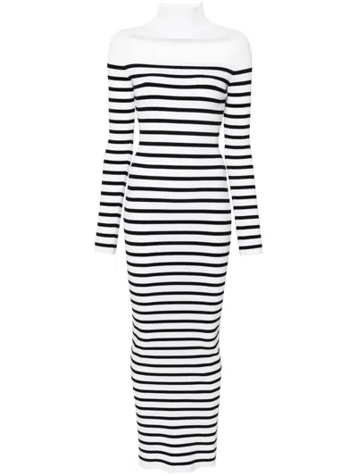 Jean Paul Gaultier High Neck Striped Dress In Multi