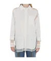 Jean Paul Gaultier Striped Oversized Shirt Featuring Silk Inserts In White