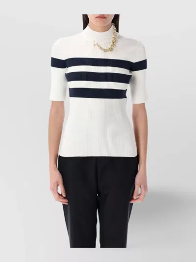 JEAN PAUL GAULTIER STRIPED SHORT SLEEVE KNIT WITH GOLD CHAIN