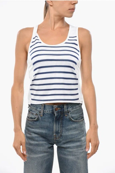 Jean Paul Gaultier Striped Spandex Tank Top In White